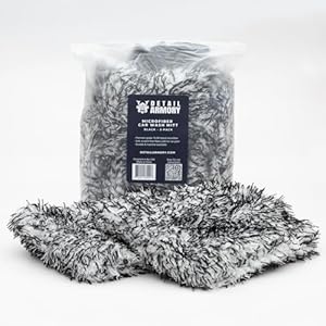 Microfiber Car Wash Mitt, Plush Cleaning Fibers, Scratch-Free, Swirl-Free, Lint-Free, 8in x 11in, Machine Washable, 2-Pack (Black)