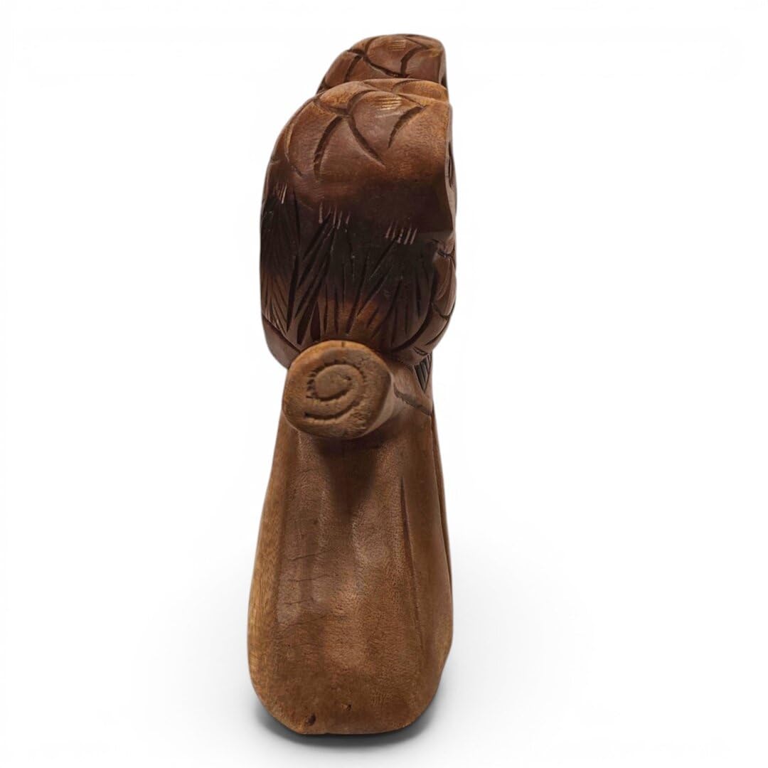 Kinaree Familia de búhos de madera en AST – tallado a mano, aprox. 36 cm de ancho, búhos decorativos de una sola pieza, regalo para la familia