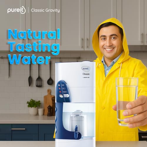 Image of Pureit Classic 23 L Gravity Based Water Purifier | Activated Carbon Filtration | No Electricity Required | Multi-Stage Purification: Uses programmed Germ Kill technology (White)