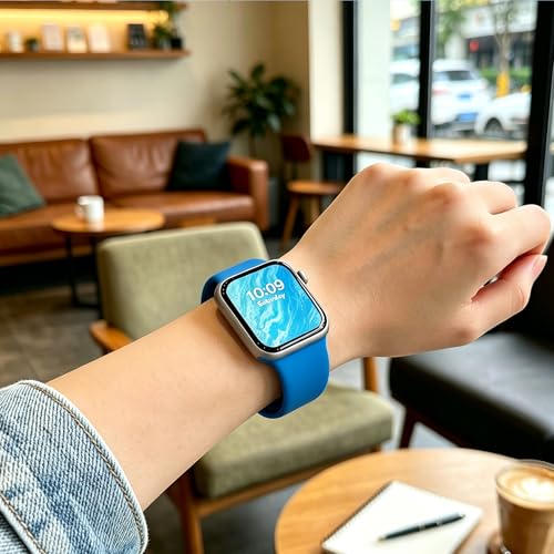 Image of Sport Bands Compatible with Apple Watch Band Women Men 40mm 38mm 41mm 42mm 44mm 45mm 46mm 49mm ,Soft Wristband Waterproof Replacement Strap for iWatch Bands Series 11 10 9 8 7 6 5 4 3 2 1 SE Ultra Blue