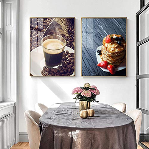 Art mural de cuisine : 2 affiches de gâteau minimalistes 50x75cm