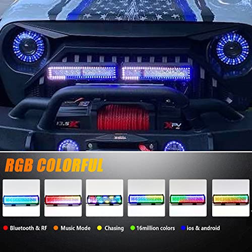 Nicoko 12" 72W Led Light Bar With Chasing Rgb Halo 10 Solid Multi-Colors Bluetooth&Remote Controlled Over 200 Modes For Driving Fog Lamp Offroad Suv Atv Truck Boat Free Wiring Harness 1 Year Warranty #TOP7
