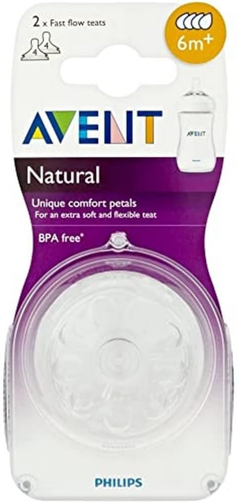 Philips Avent Natural Teat for 6 Months and Above (Transparent), Pack of 2 Teats
