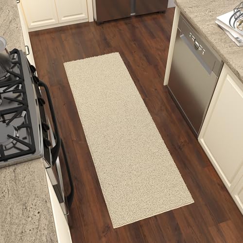 Tapete de pasillo Ottomanson Shag 91x183 cm crema miniatura 1