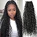 Pre-looped Crochet Locs with Human Hair Curls Dreadlocks Hair With Curly Human Hair End Soft Messy Faux Locs for Women 22inch 24 Locs