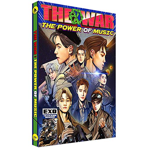 SM Entertainment Exo The War: The Power of Music Reissue - Álbum de fotos (versión coreana), CD + cómics, tarjeta de caracteres, tarjeta doble, tarjeta de grupo, manual y tarjeta de fotos