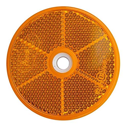 UNITRAILER Catadioptre Rond Orange 60mm E13 épaisseur 6mm réflecteur latéral Fixation par vis Centrale Montage Rapide et sécurisé pour remorque Caravane...