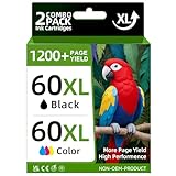 Valnalo 60XL Ink Compatible for HP 60 Ink Cartridge Combo Pack Color and Black High Yield 60 Ink for PhotoSmart C4780 C4680 C4795 C4640 for Deskjet F4480 F4440 F2430 for Envy 110 120 111 114 Printer