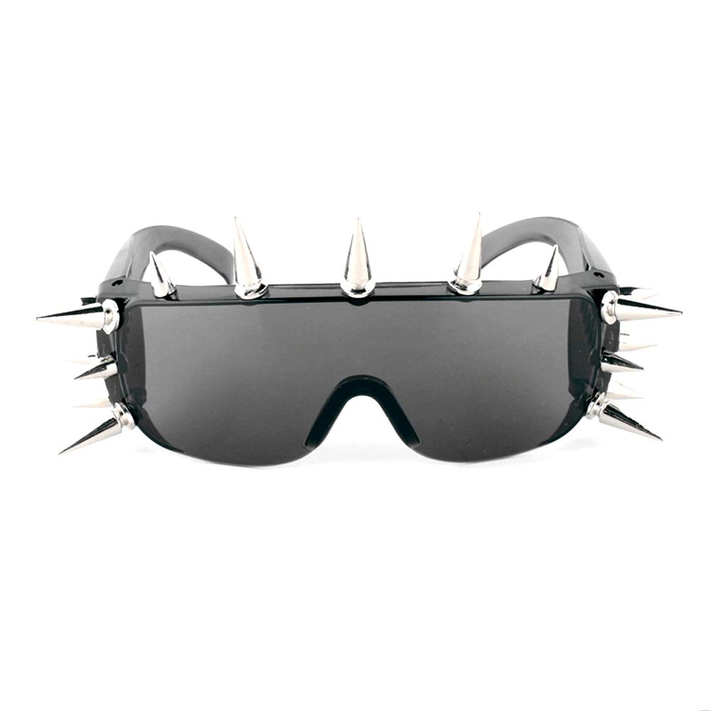 PLOPLO Punk Rocker Large Shield Spike Fashion Novelty Party Dance Sunglasses