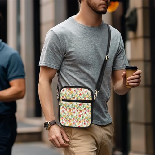 Leather Messenger Bags with Front Pocket and Card Slots Crossbody Phone Wallet Purse Shoulder Bag3