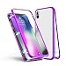 Produktbild Huawei P20 Hülle, Jonwelsy Metallrahmen Magnetische Adsorption Handyhülle mit eingebautem Magnetklappdeckel, Ultra Dünn Gehärtetes Glas Transparente Back Cover für Huawei P20 (Lila)