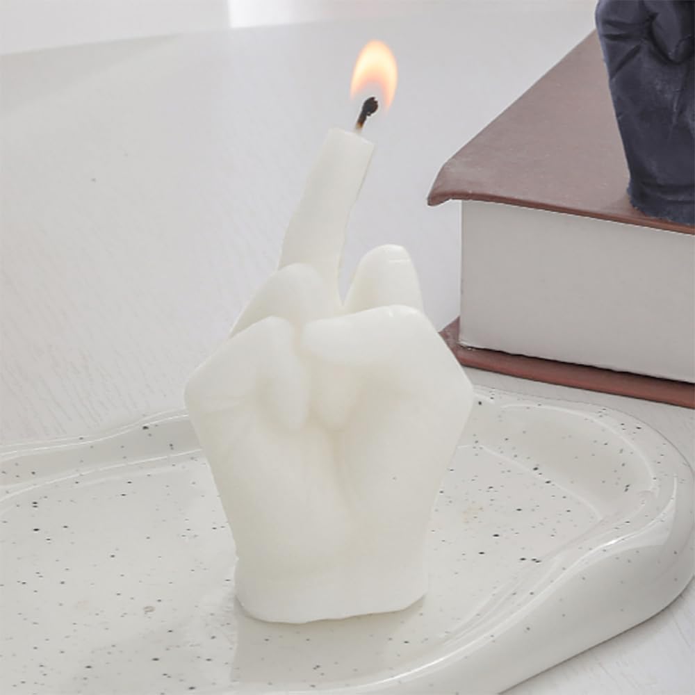 Lot De 4 Bougies Doigt D'Honneur Parfumées - Cire Naturelle Soja & Abeille - Cadeau Fun & Déco Excentrique Maison