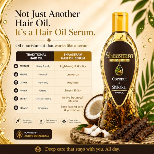 Image of Coconut & Shikakai Herbal Hair Oil (works like a serum) | Nourishes Hair & Supports Scalp Cleanliness | Leave-On Lightweight Non-Greasy Formula | Active Botanical Infusion | 180ml for Men & Women