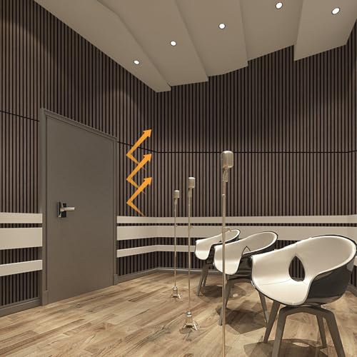 Image of Wood Panels for Wall Acoustic Slat Wall Panels 4-Piece 47.2 inchx23.6 inch 3D Fluted Sound Absorbing Panel for Interior Wall Decor and Ceiling - Walnut