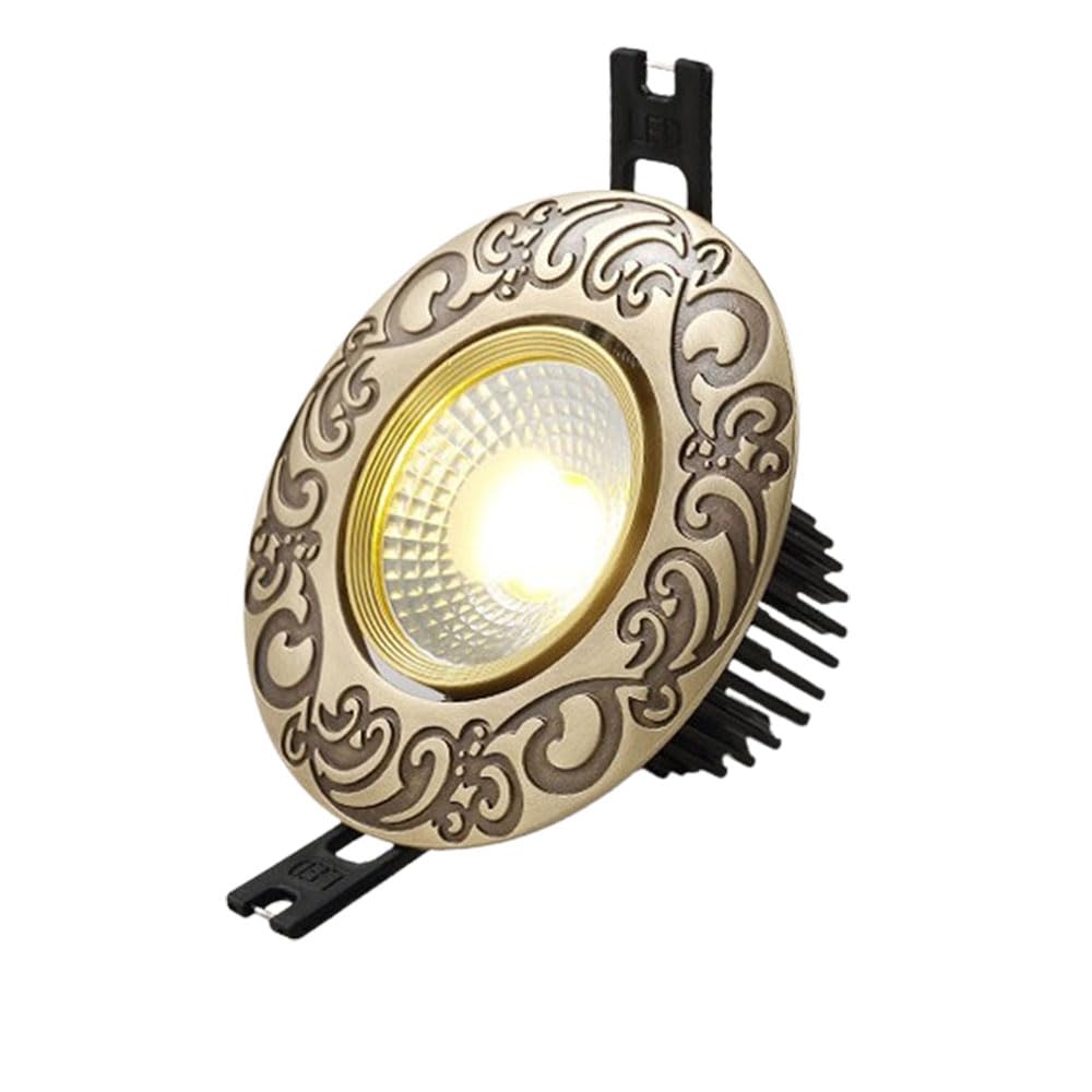 JKJZSALJ 7W Brass Led Recessed,Cri 90+,Brass Led Recessed Ceiling Light Bezel Mount Kit Led Can Lights 3000K-6000K Dimmable Recessed Lighting