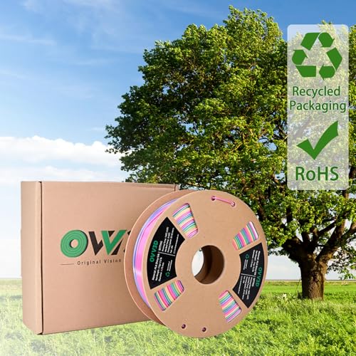 Image of OVV3D Rainbow PLA Filament 1.75mm, PLA Silk PLA 3D Printer Filament Multicolor Silk Color Change Rainbow PLA Filament with Pink Purple Green Yellow, 3D Printing Filament 3D Filament, 1kg