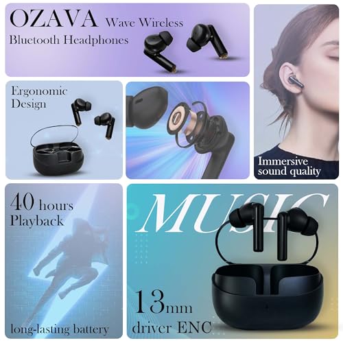 Image of Wave Truly Wireless Earbuds with 40H of Playtime, Quad Mic with ENC, Instacharge, 13Mm Driver, Low Latency, BT V5.2 (Black)