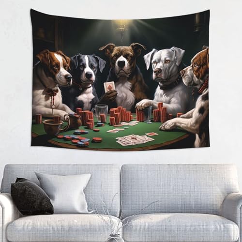 VTCTOASY Playing Poker Dogs Tapestry