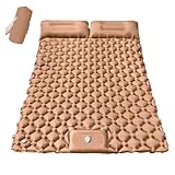 アウトドアキャンプ用ダブルインフレータブルマットレスワイドスリーピングパッド軽量折りたたみベッドスリーピングマット車用トラベルマット(Desert yellow)