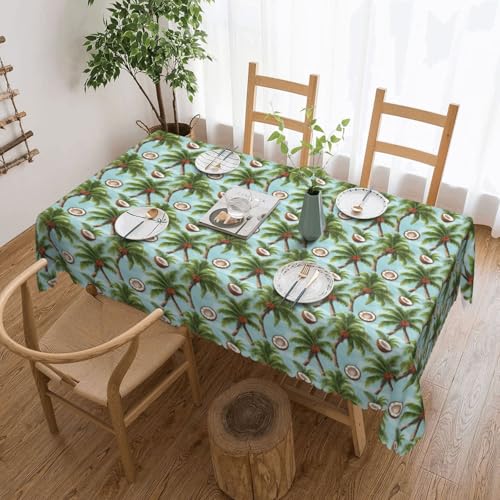 Nappe de table réutilisable sans pli 137x182 cm imprimé cocotier pour buffet extérieur