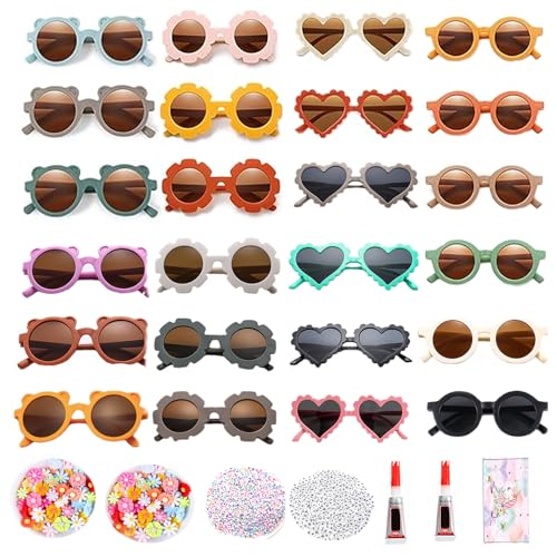 8/24 Pairs Kids Sunglasses DIY Kit Retro Flower Sunglasses Glasses Bulk Outdoor Eyewear for Toddler Girls Party Favor