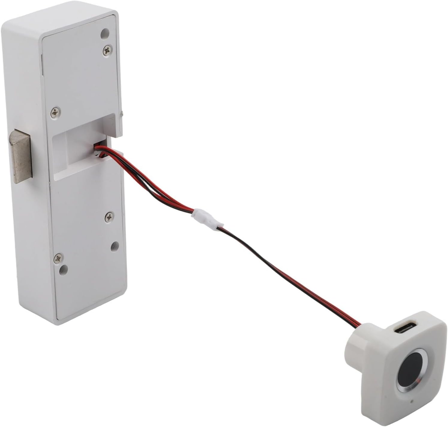 Fingerprint Cabinet Lock with RGB Indicator, Drawer Latch Home & Office, Unlocking Biometric Security System, ABS Material, White