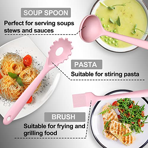 Kitchen Utensils Set, Umite Chef 22Pcs Silicone Cooking Utensils Set, Heat Resistant Silicone Kitchen Spatulas Set With Holder, Cooking Gadgets Tools Set For Nonstick Cookware, Dishwasher Safe(Pink) #TOP6