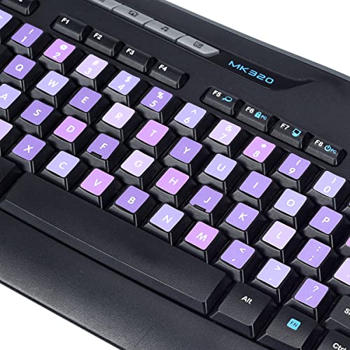 2 Pcs English Keyboard Letter Stickers,Universal English Computer Keyboard Replacement Stickers English Keyboard Pink Purple Lettering,Non Transparent (English-Omber Purple) - Thumbnail 6