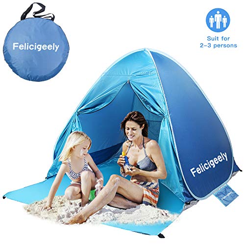Felicigeely Beach Tent,UPF 50+ Portable Pop up Sun Shelter with Carry Bag,Automatic Beach