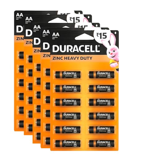 Image of Duracell 2026 Launched Zinc Heavy Duty Battery, 100% Longer Lasting, Anti-Leak Turbolock Technology, Eco-Friendly Batteries for Every-Day Household Devices (Pack of 60, AA)