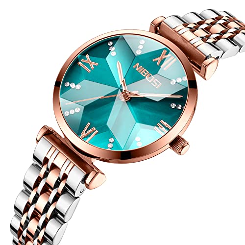 NIBOSI-Women-Stainless-Steel-Watches-Analog-Rose-Gold-Band-and-Square-Dial-Womens-Watch-for-GirlsMissLadies-Diamond-Studded-with-Stylish-Watches-Waterproof