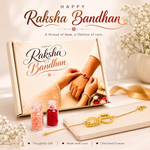 Image of Unisex-Adult Customized Name Rakhi For Brother | Rudraksha Beads, Custom Name Engraving, Adjustable Fit