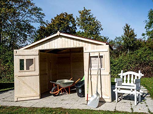 Habrita Gerätehaus aus Holzplatten ohne Boden – 16 mm – Nutzfläche 7,62 m² – Doppeltür – Bild 4