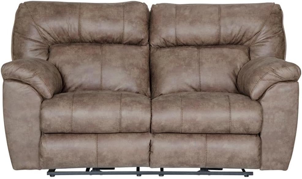 BOWERY HILL Power Reclining Loveseat, Brown Polyester Fabric, 70" x 40" x 42", USB Ports, Cool Gel Memory Foam Seats, Durable Construction, Steel Frame, Comfortable Seating for Living Room or Home