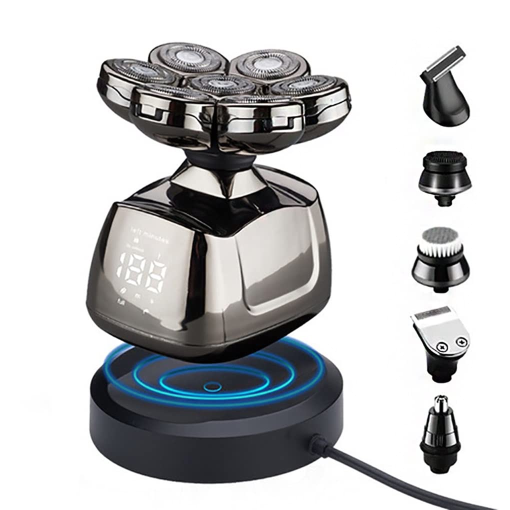 Rasoio elettrico per gli uomini, rasoio elettrico a 7 lame per gli uomini Kit di toelettatura ricaricabile wireless rasoio impermeabile rasoio barba rasoio rasoio USB macchina da barba
