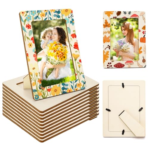 Lawei Lot de 12 cadres photo en bois brut pour loisirs créatifs, cadres photo en bois brut pour photos de 10,2 x 15,2 cm, cadres photo vierges pour cartes...