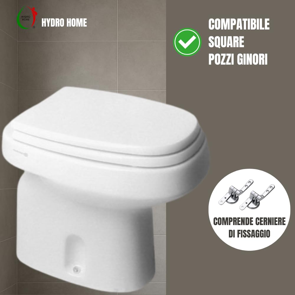 Copriwater Compatibile Pozzi Ginori Square – Legno Verniciato Bianco, Economico – by HYDRO HOME