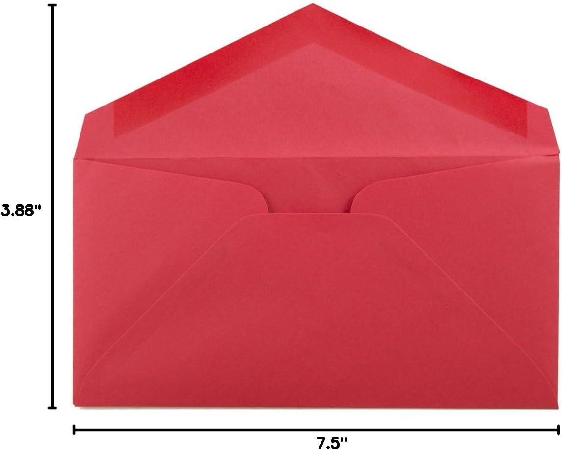 JAM PAPER Monarch Colored Envelopes - 3 7/8 x 7 1/2 - Red Recycled - 100/Pack