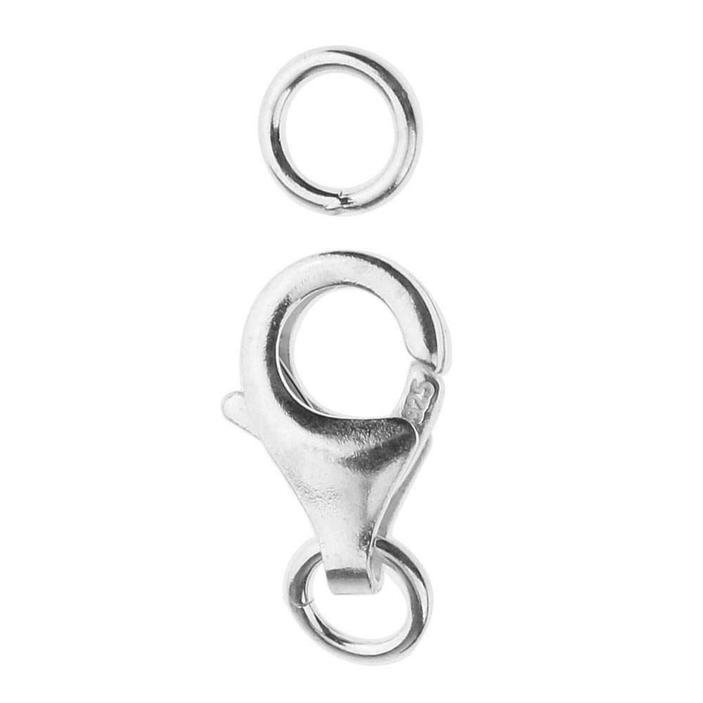 1 pezzo Chiusura a moschettone in argento sterling 925 per gioielli fai da te - Argento, 8mm Migliore Scelta