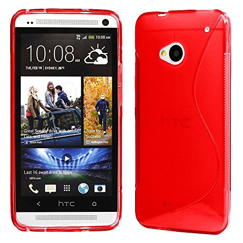 ebestStar - Coque Compatible avec HTC One M7 Etui Housse Silicone Gel TPU Souple Motif S-Line, Rouge [Appareil: 137.4 x 68.8 x 9.33mm, 4.7'']