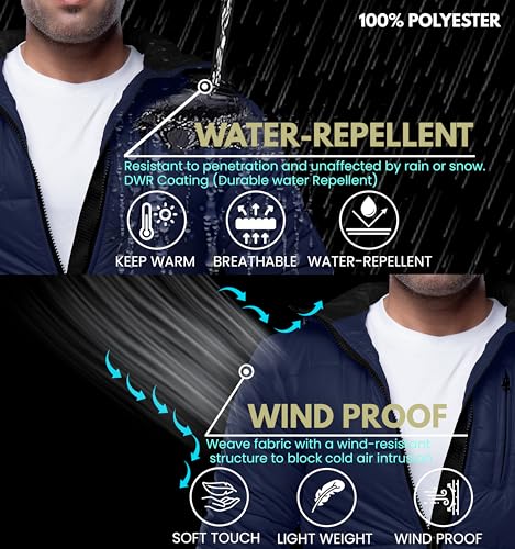 Image of URBAN BUCK Packable Puffer Jacket for Men Lightweight Winter Windproof & Water Repellent Hiking Jackets