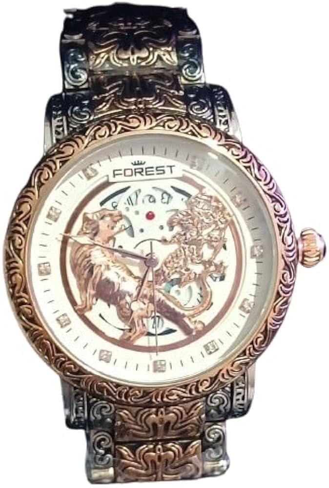 Buy Forest Vintage Mechanical Watch, Carved Pattern Metal Band