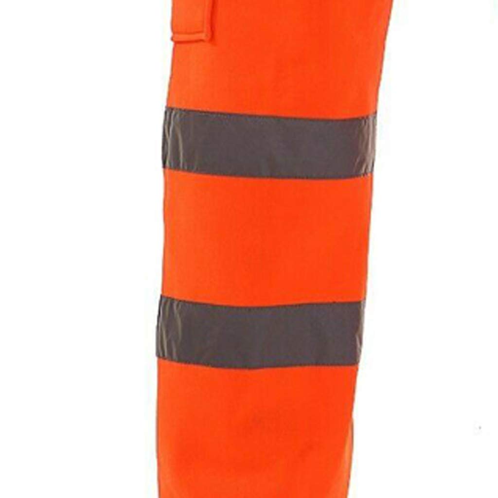 Pantalon de travail réfléchissant pour homme avec bandes haute visibilité, taille élastique, cordon de serrage, pantalon de sécurité extérieur, chantier, sport, pantalon de survêtement, pantalon de