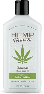 Hemp Heaven Lotion - Moisturizing Body Lotion with Natural Hemp Seed Oil & Tea Tree Scent, 12 oz, Paraben-Free Hemp Lotion for Women & Men, Made in USA, Soothes & Nourishes