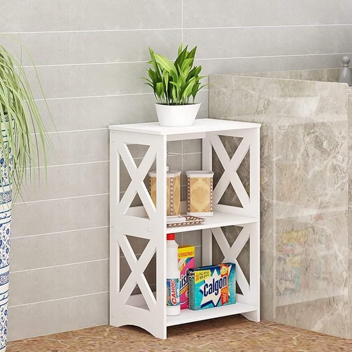 SS ARTS Decorative Bed Side Lamp Table Living Room Rack Shelf (White)-image-39