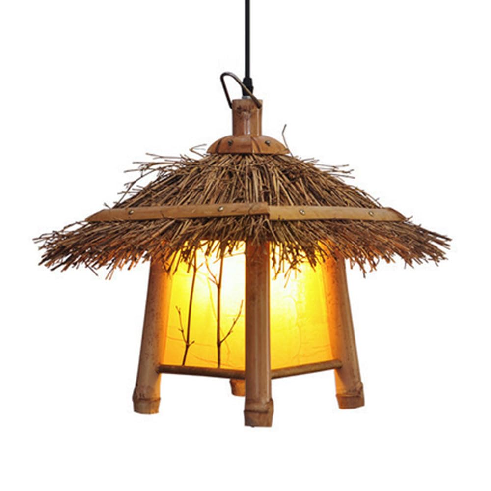Luminaires suspendus vintage en bambou pour plafond et salon chaleureux