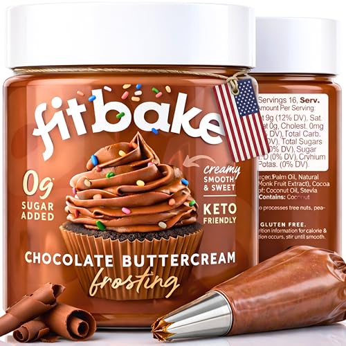 FitBake Chocolate Buttercream Frosting | Keto Frosting for Low Carb Desserts | Sugar Free Keto Icing | 0g Net Carbs | Gluten Free | Zero Sugar Naturally Sweetened Low Carb Food | Keto Friendly 8oz