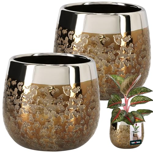 KOTARBAU® Keramik Blumentopf rund Spiegeleffekt ⌀ 14 cm Höhe 16 cm 2 St. Übertopf Blumentopf groß Glamour Blumen Töpfe Pflanzentopf Gross Indoor KOTARBAU® Keramik Blumentopf rund Spiegeleffekt ⌀ 14 cm Höhe 16 cm 2 St. Übertopf Blumentopf groß Glamour Blumen Töpfe Pflanzentopf Gross Indoor