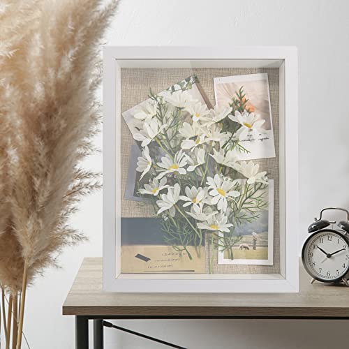 GarduationMall 11x14 3D White Shadow Box Frame Deep Display Frame with Linen Back,Ideal for Memorabilia Pictures Flowers Medals Tickets,Wall Hanging - Image 2