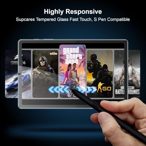 Image of SupCares Tempered Glass for Samsung Galaxy Tab S6 Lite (10.4 Inch) With Installation Kit | Military-Grade Gorilla Screen Protector | Edge to Edge Coverage | Transparent (For)